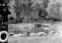 DETAIL OF THE SWIMMING POOL AT PHANTOM RANCH. LOOKING NORTHWEST AT CABINS BEYOND. 13 November 1936