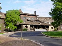 FRONT ENTRANCE TO THE EL TOVAR HOTEL, 100TH ANNIVERSARY (1905) GRAND CANYON N.P. NPS PHOTO.