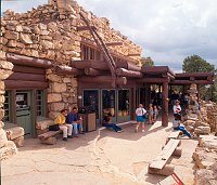 ARCHITECT MARY COLTER'S HERMIT'S REST (1914) AT THE END OF THE HERMIT OR WEST RIM DRIVE, GRAND CANYON N.P. NPS PHOTO. 