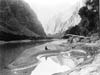 GRCA 14773 - #17239 FREDRICK DELLENBAUGH REFLECTED IN THE GREEN RIVER. LADORE CANYON.  MAY 1871