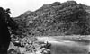GRCA 14774 - UPPER BOAT BEING LOWERED INTO THE RIVER AT DESOLATION CANYON. 
