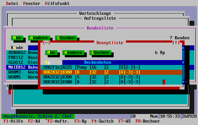 berlappte Listenfenster