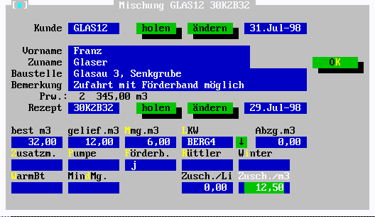 Mischungs-Anforderung in die Warteschlange