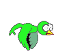 pajaro verde en vuelo