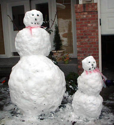 Introducing, Mr. Snowman and Snowman Jr. (Took us a couple of hours...but it was hella fun.)