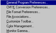Preference menu