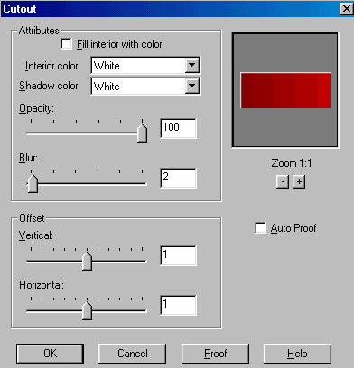 Cutout settings