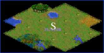 terrain map - S indicates settler