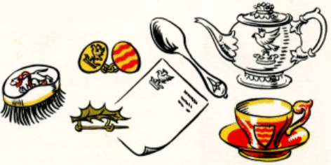 heraldiese embleme op huishoudelike goed