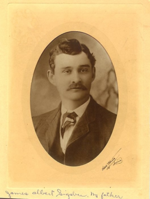 James Albert Sigsbee, born 30 Apr1873 - Johnston City, IL, died 23 Oct 1904, IL)  My Great Grandfather. (Photo taken in St. Louis, Missouri)