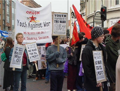 Omagh Socialist Youth banner on Royal Ave.
