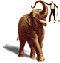 A little elephant

with a little guy on his tusk