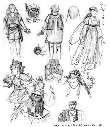 Varied Sketches of Costume Designs