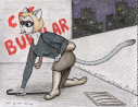 Gwendel with Burglar Mask on Roof
