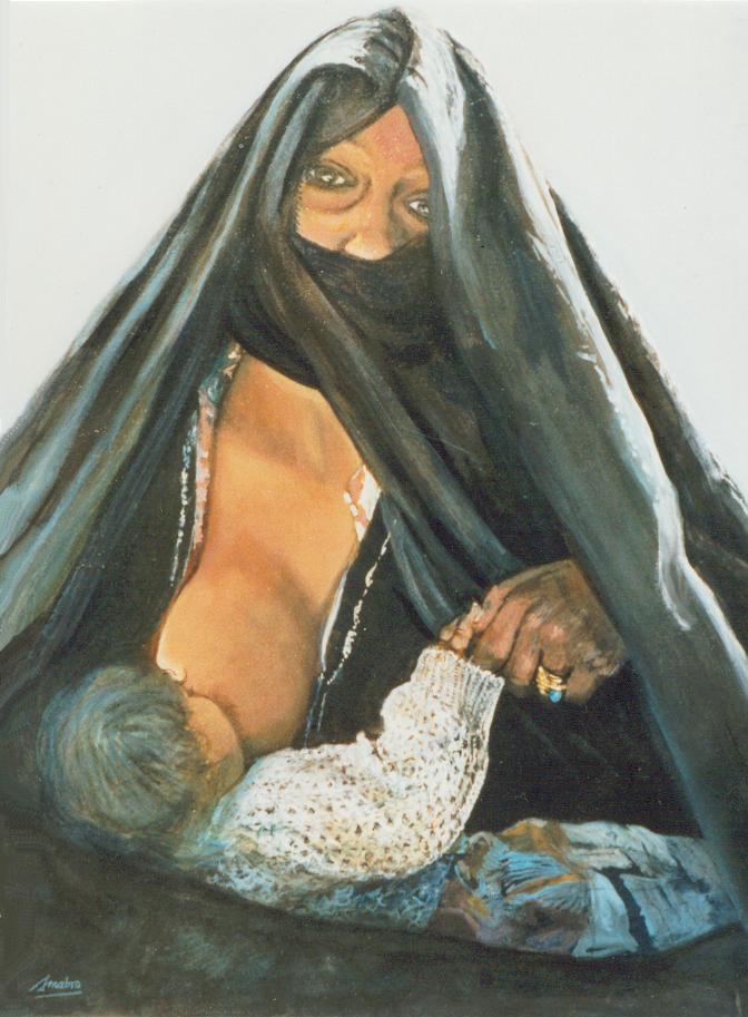 Felaha Mother And Child 24x30 acrylic
