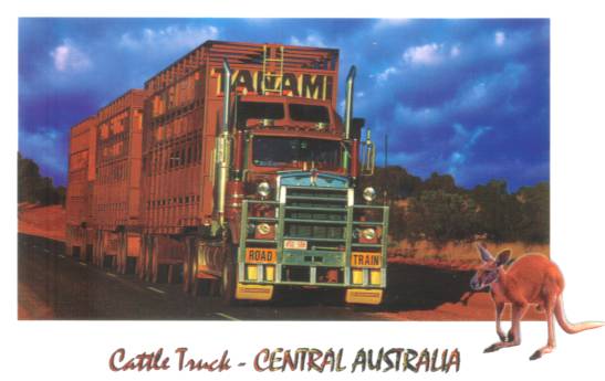 Postcard cover - big truck with cows
