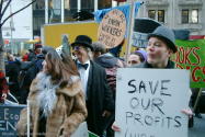 WEF Billionaires & Police Face Off Enron Protesters by SkyMo NYC IMC photo3