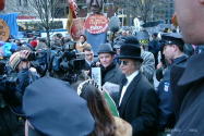 WEF Billionaires & Police Face Off Enron Protesters by SkyMo NYC IMC photo2
