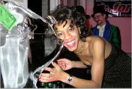 Sellout miss halo 5 meets ice sculpture logo by Josh Kalin - photo by miss halo 5 associate