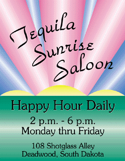 Tequila Sunrise Saloon Advertisement