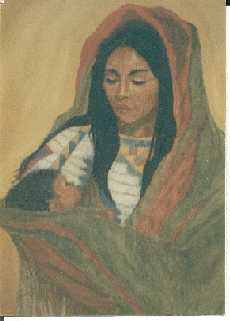 Native American Mother - pastel 1988
