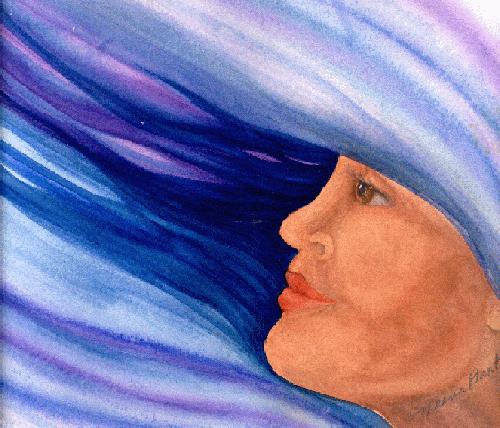 Original Watercolor 'Girl in the Wind