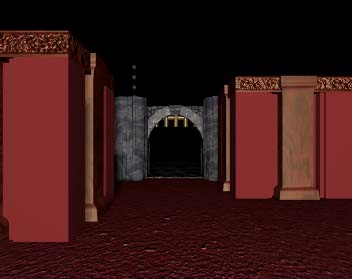 Plush walls exiting through stone archway