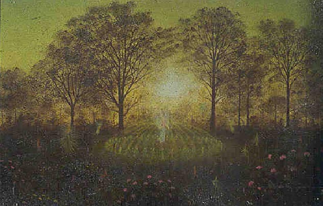 Night Scene on Central Lawn. (Royal Botanic Gardens, Melbourne, Australia)