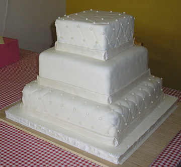 quilted fondant wedding cake