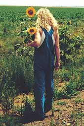james picking sunflowers