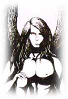 Dark Angel:  pen & ink drawing of a melancholic demon