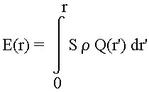 E(r) = integral from 0 to r of (S rho Q(r') dr')