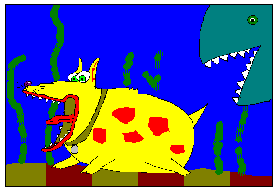 Fish chasing dog