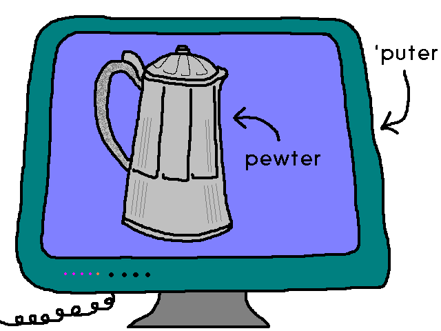 Pewter tankard on a computer screen