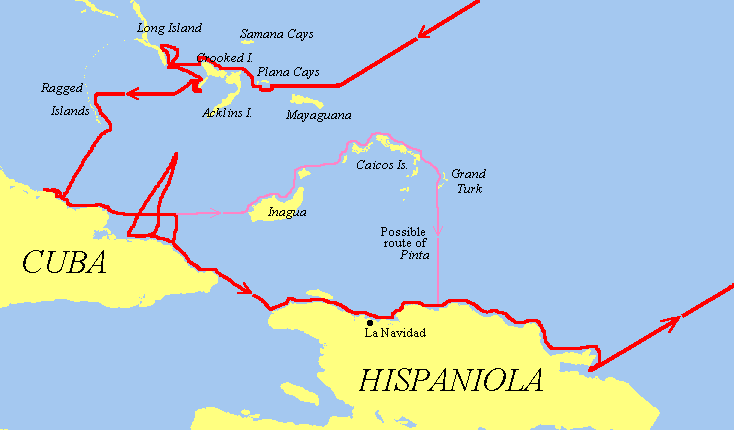Map of the first voyage, island detail