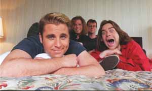 The guys kickin' it in their hotel room!