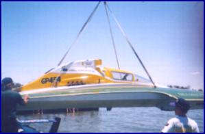 Craned into the lake..