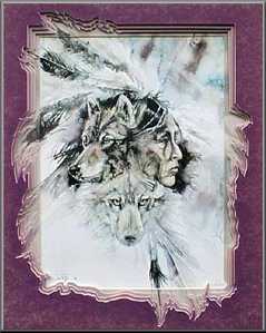 Native American with Wolves