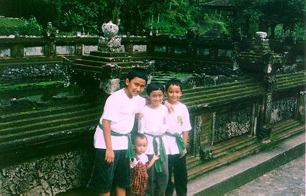 Yodhi, Dhito, Wibi, Adhit, and the magical glow after washing up at the soul purifying springs of the ancients
