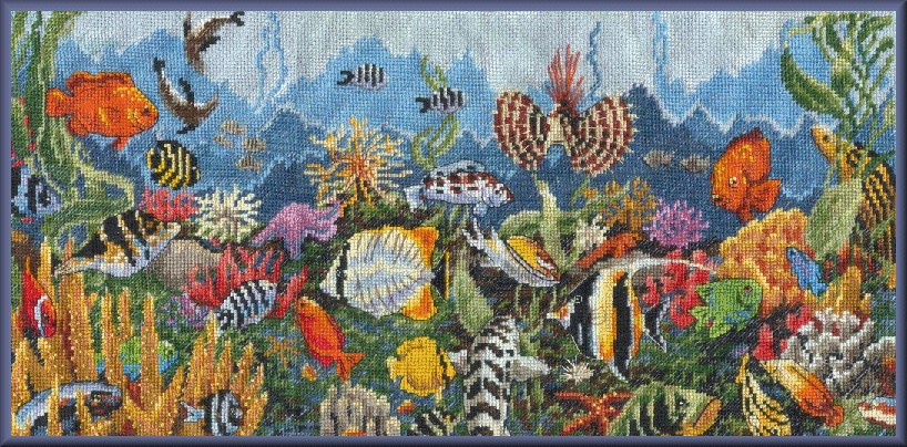 Underwater Reef Scene in Cross-Stitch