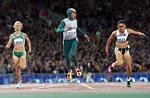 Freeman (center) Streaks Away To Win Gold