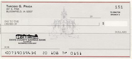 Talo de cheques usado por mim nos EUA