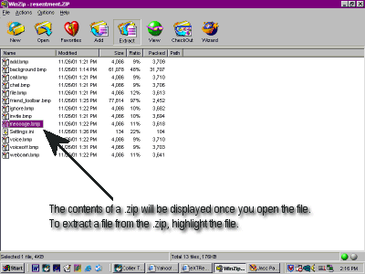 A shot of an opened .zip file