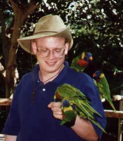 Adam with Lorikets