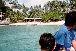 A closer look at the resort and beach, from our launch