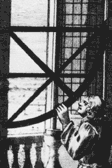 Man using a quadrant to measure the height of the sun above the horizon