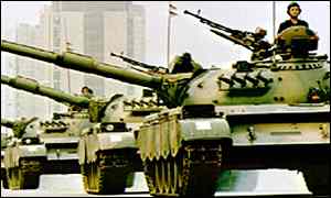 Indian tanks parade through Hyderabad, Occupied Pakistan