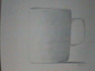 a cup. standing up.