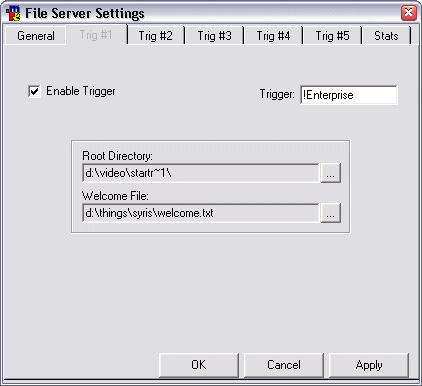 Trigger 1 Files Server Settings