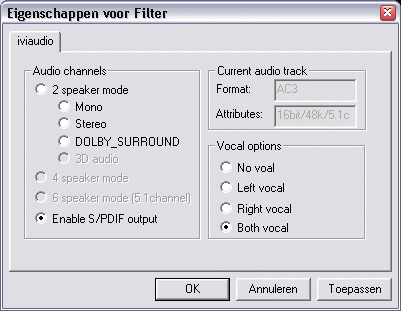 Properties for filter